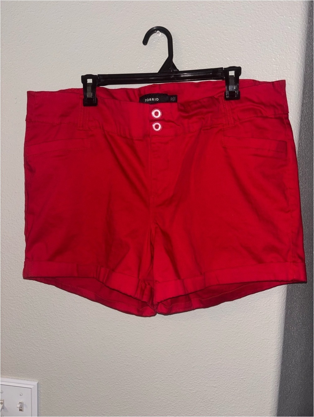 Torrid Red Stretch Sateen Cuffed Chino Shorts Women's Plus Size 22